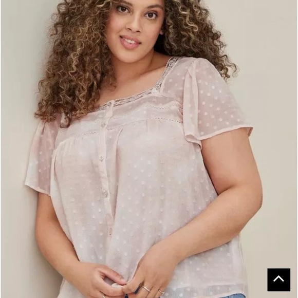 NWT Torrid 4x Pink Tie Dye Clip Dot Chiffon Blouse Sleeveless Ruffle Button Top - Picture 11 of 11